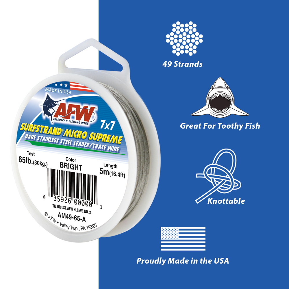 Surfstrand Micro Supreme, Bare 7x7 Stainless Leader, 26 lb (12 kg